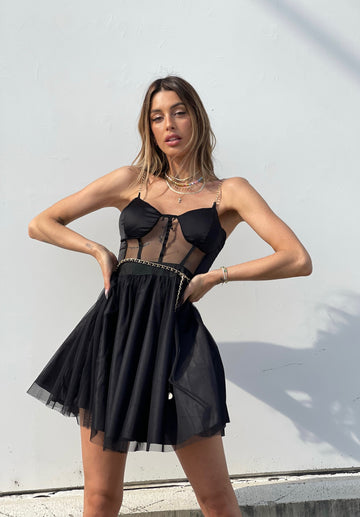 Abito corto in tulle nero - R.a. Boutique 