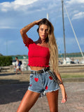 Top plissettano rosso - R.a. Boutique 