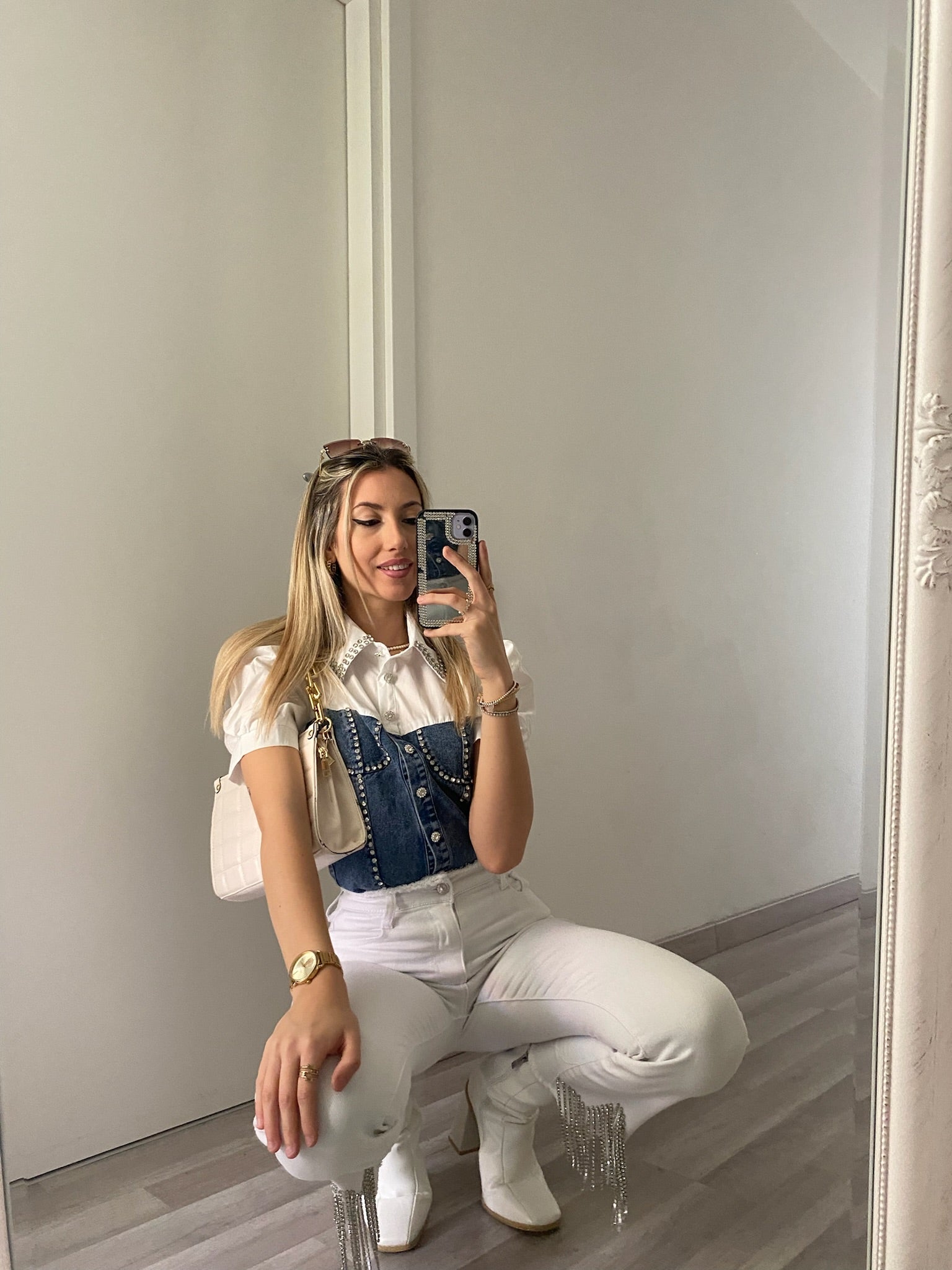 Camicia in jeans con strass - R.a. Boutique 