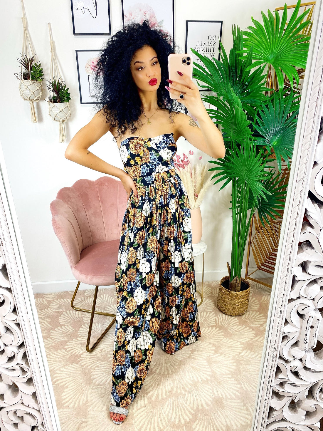 Tuta floreale con pantalone a pieghine - R.a. Boutique 