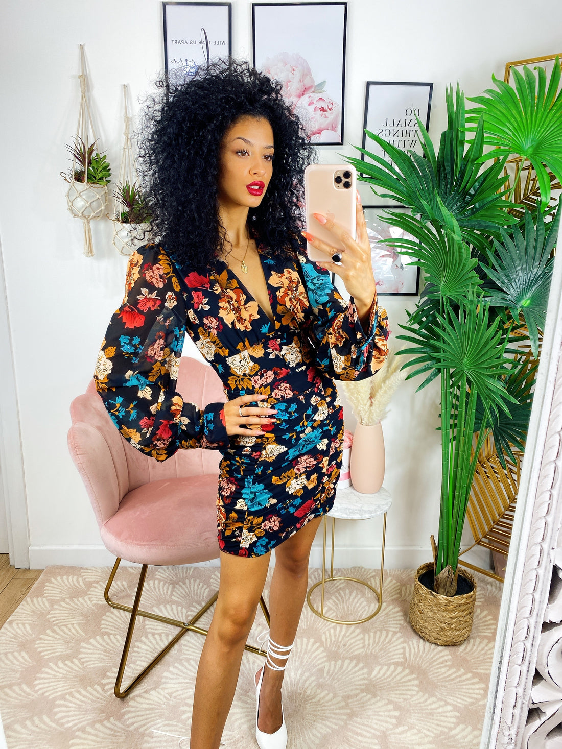 Abito aderente fiori azzurri - R.a. Boutique 