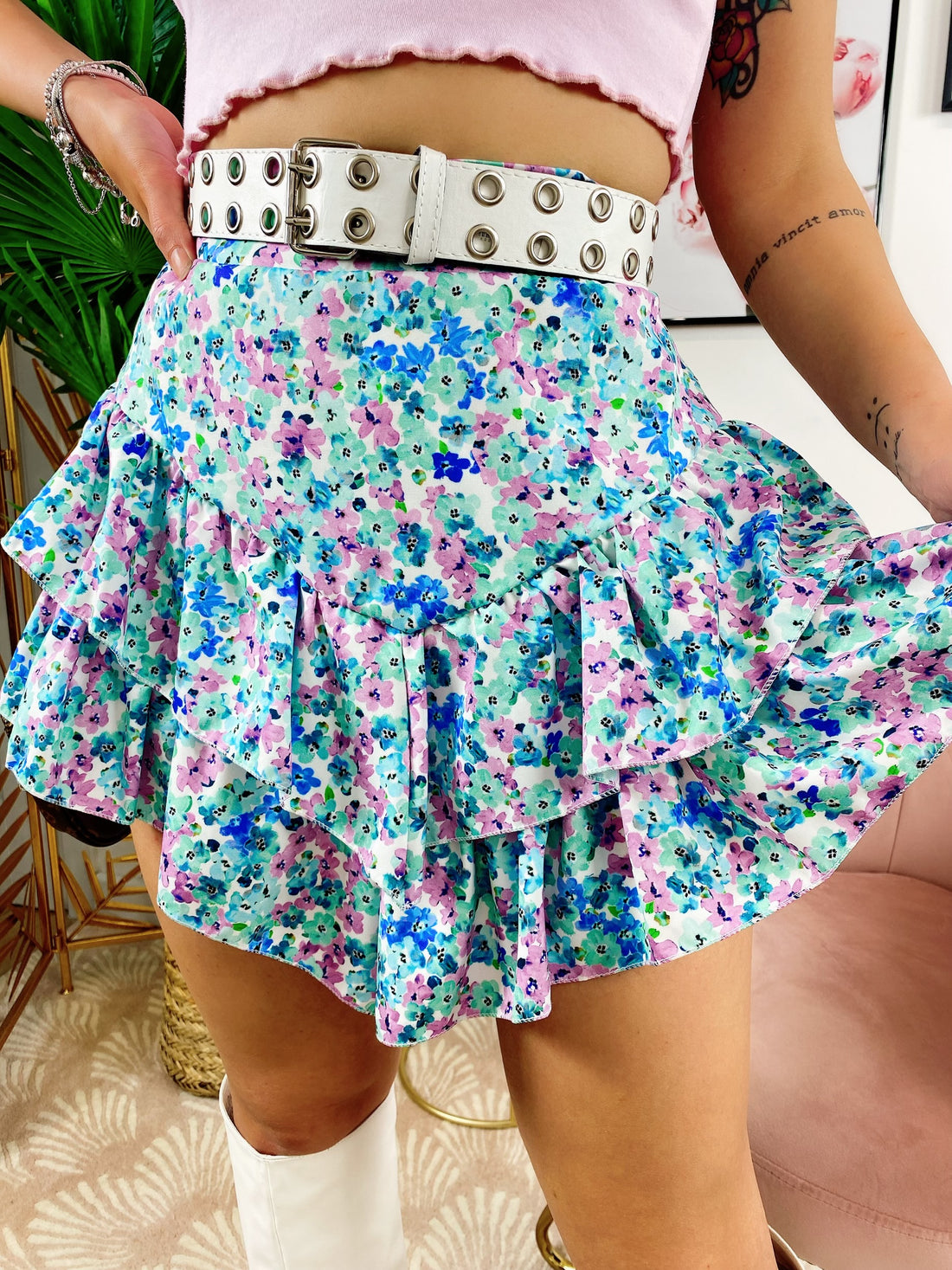 Gonna asimmetrica sfumature verdeacqua - R.a. Boutique 