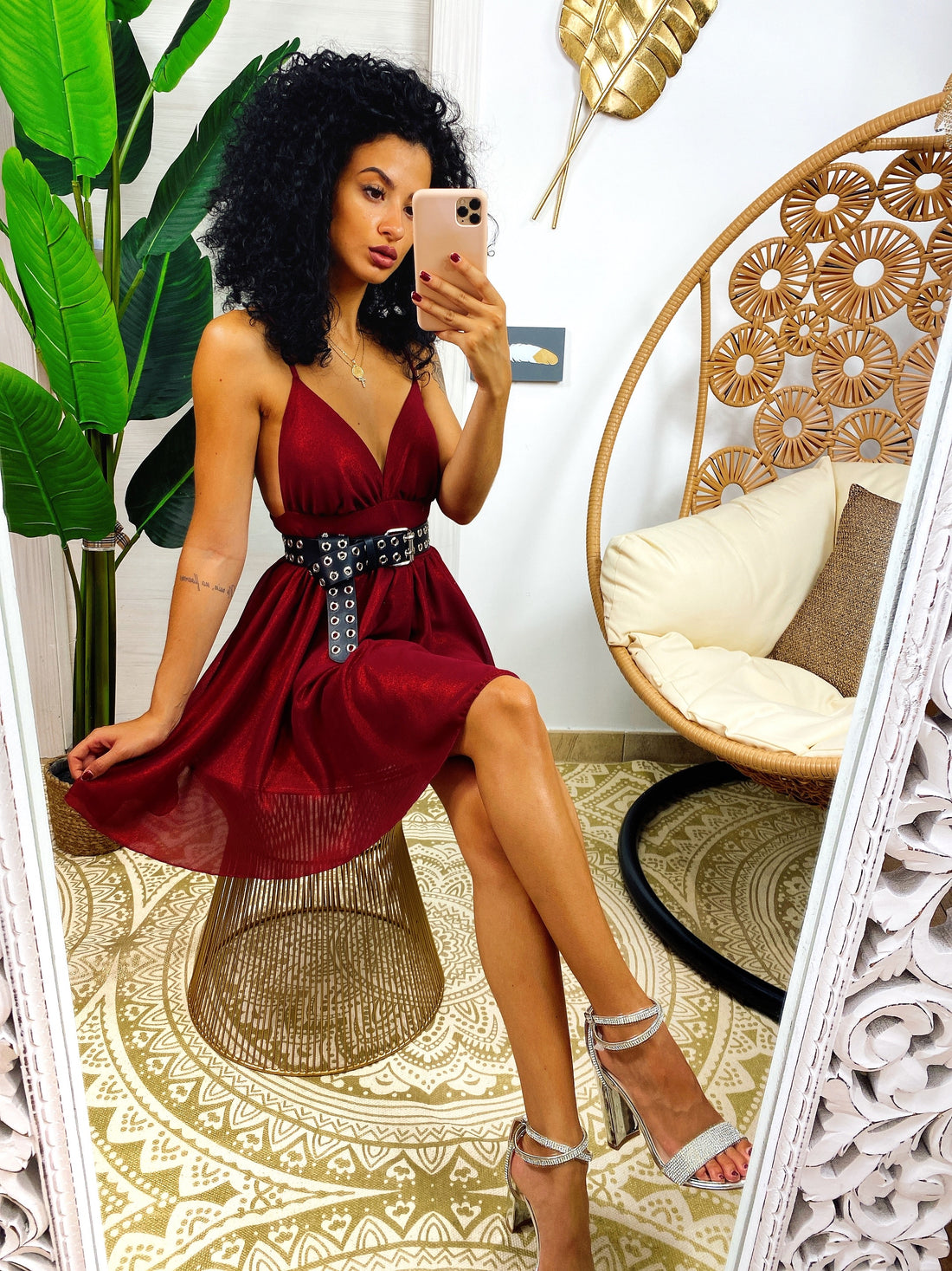 Abito a bretellina bordeaux - R.a. Boutique 