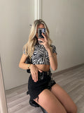 Crop top zebrato manica corta - R.a. Boutique 