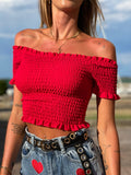 Top plissettano rosso - R.a. Boutique 