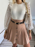 Gonna a pieghine in lana apricot - R.a. Boutique 