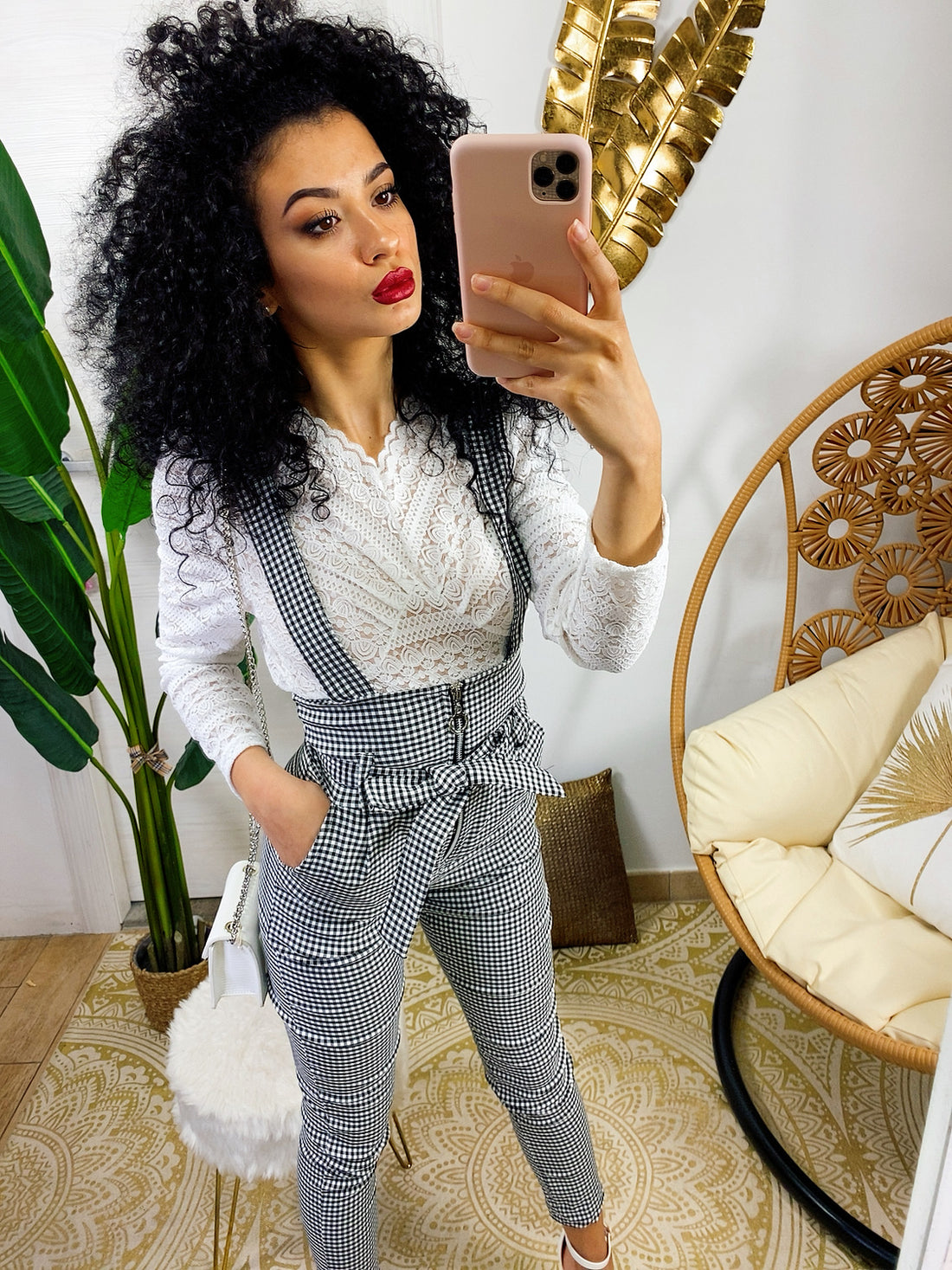 Salopette a quadri bianchi e neri - R.a. Boutique 