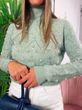 Maglione top quality con perle menta - R.a. Boutique 