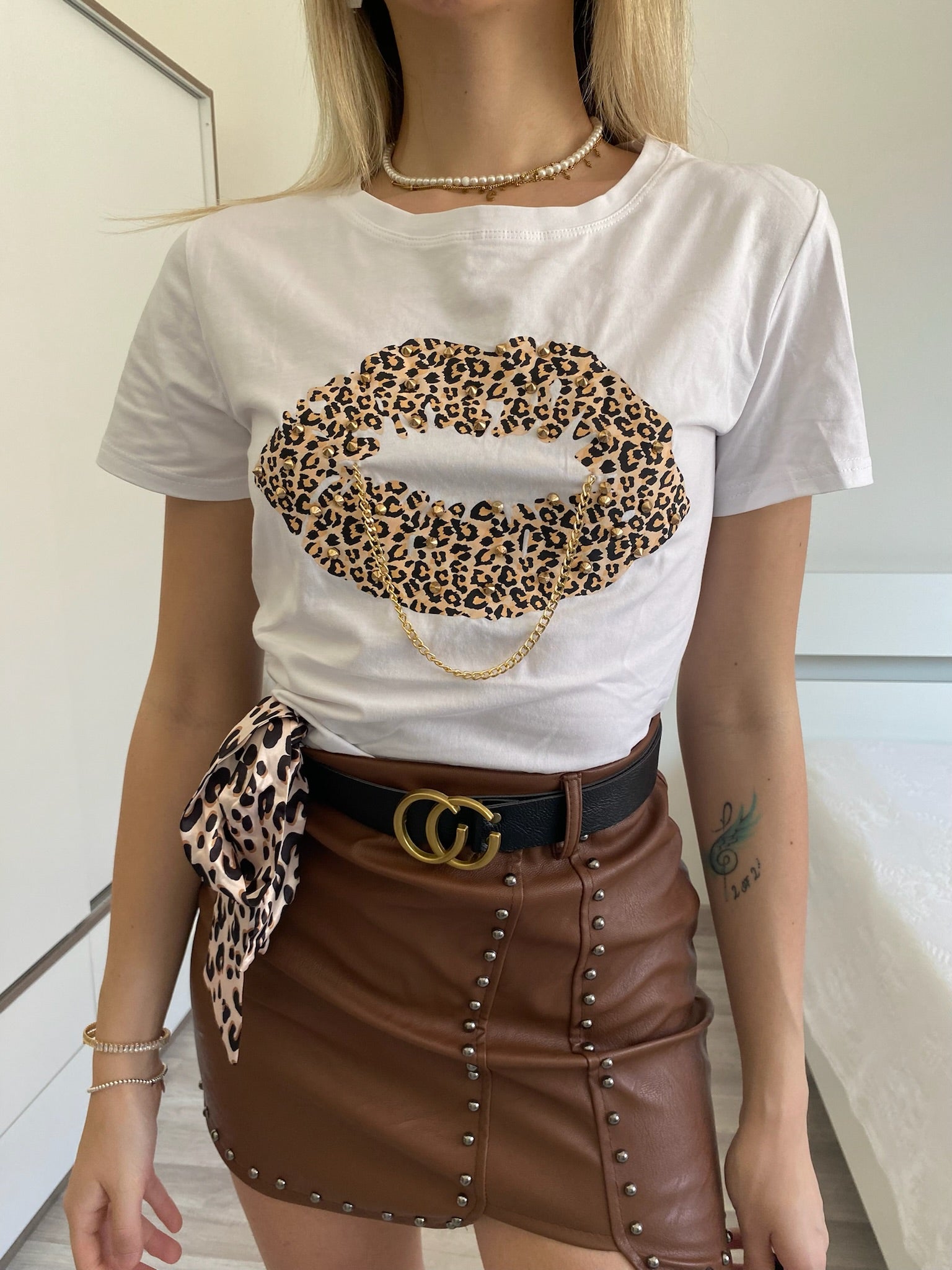 T-shirt kiss animalier bianca - R.a. Boutique 