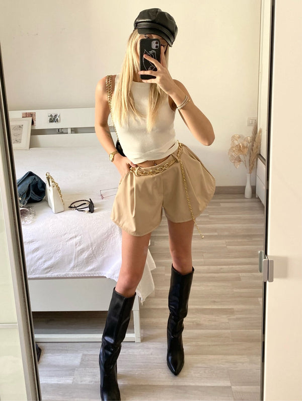 Kurz in ecopelle Camel