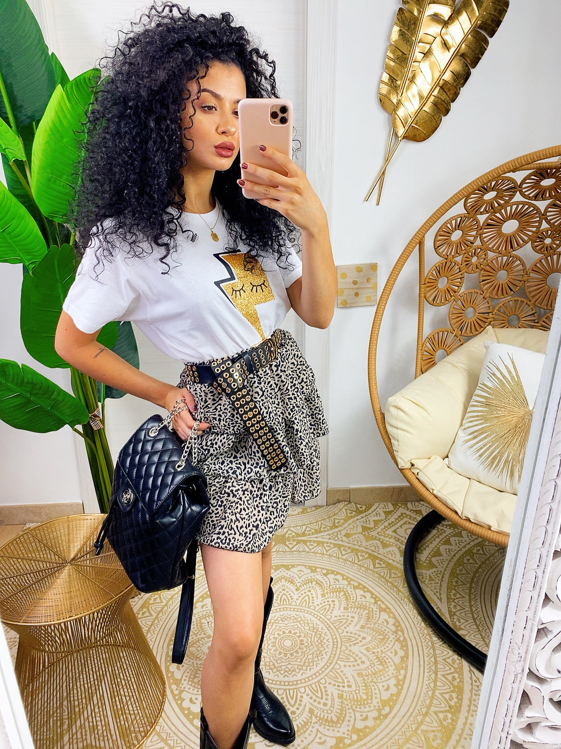 Gonna a balze maculata trama piccola - R.a. Boutique 