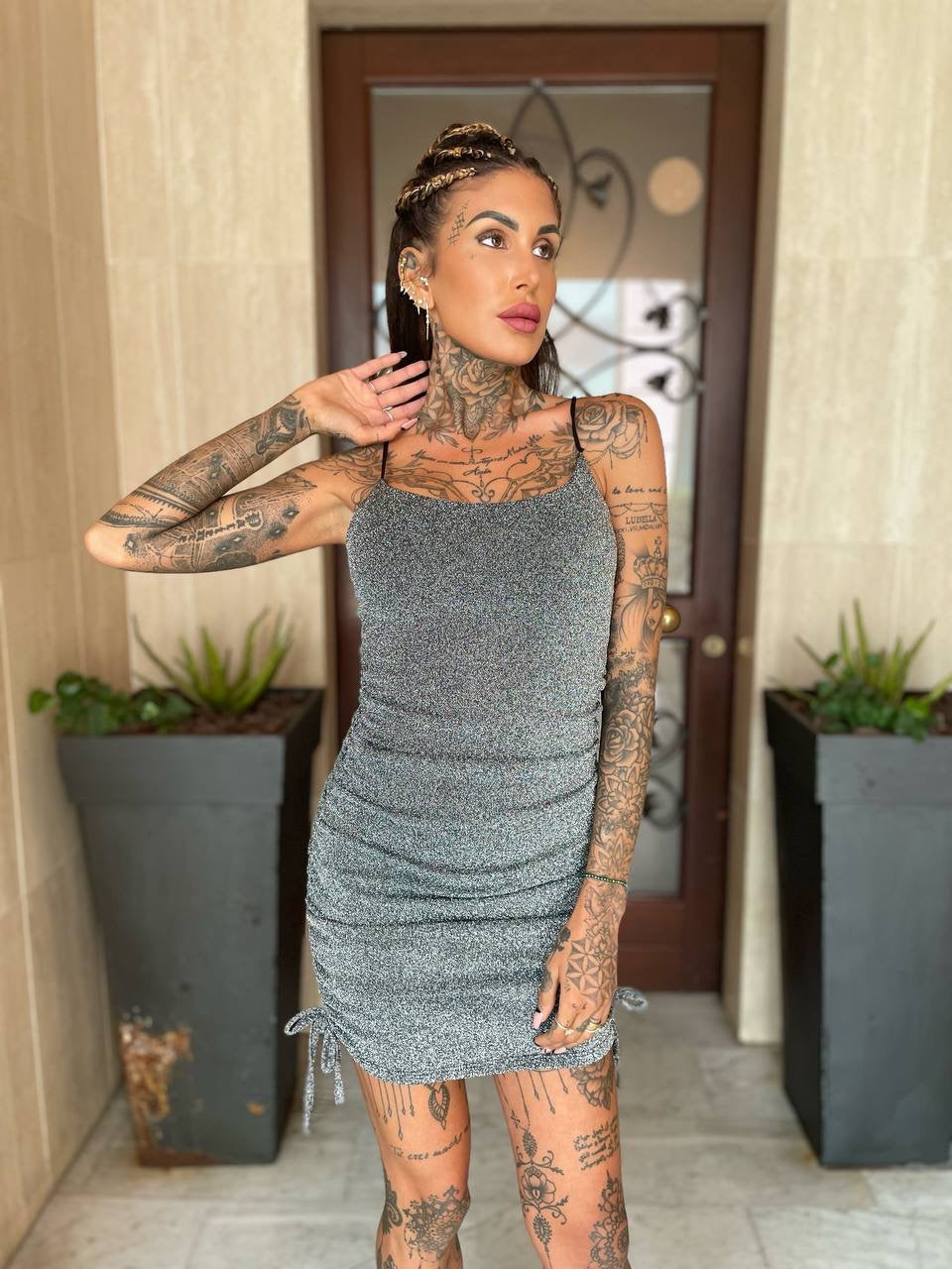 Abito glitter con arricciature - R.a. Boutique 