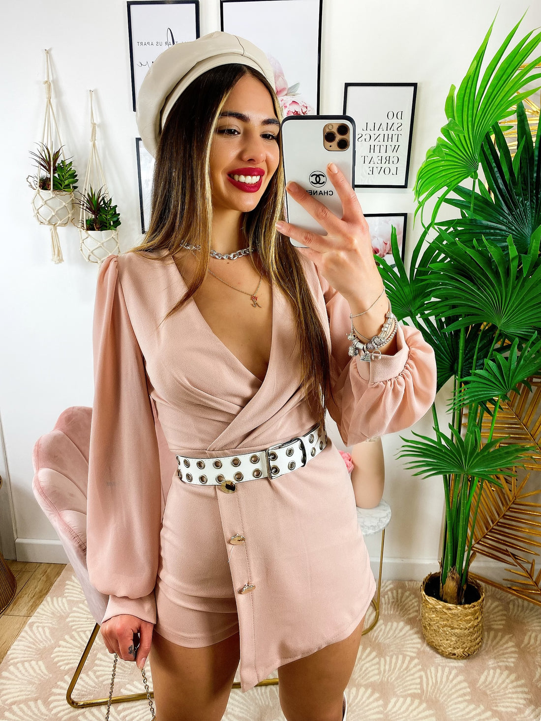 Tutina a portafoglio con bottoni Rosa - R.a. Boutique 