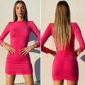 Abito aderente con drappeggio Fuxia - R.a. Boutique 