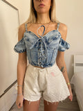 Top in jeans con manichina - R.a. Boutique 