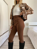 Giacchina crop check brown - R.a. Boutique 