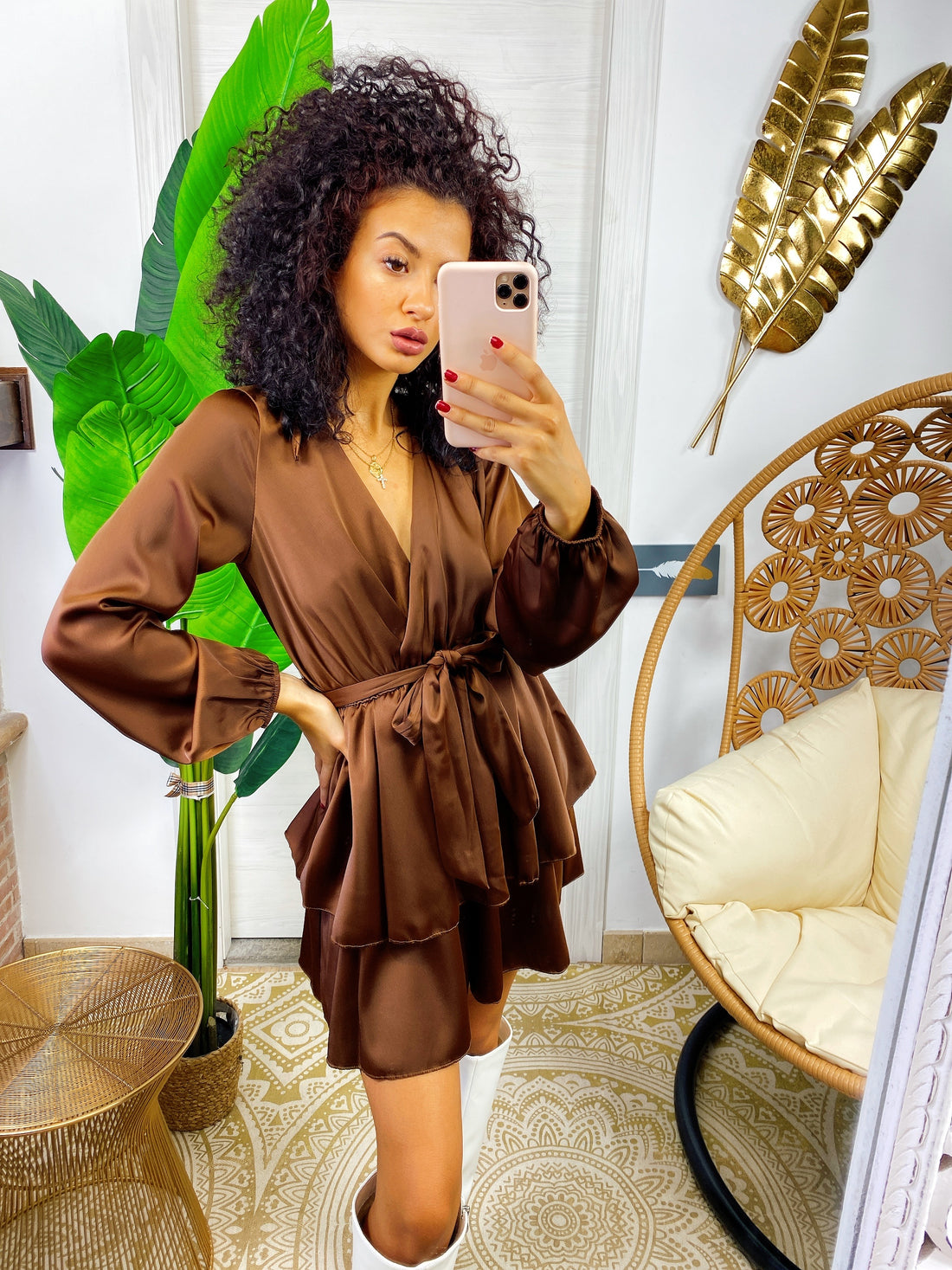 Tutina in raso con cintura terra - R.a. Boutique 