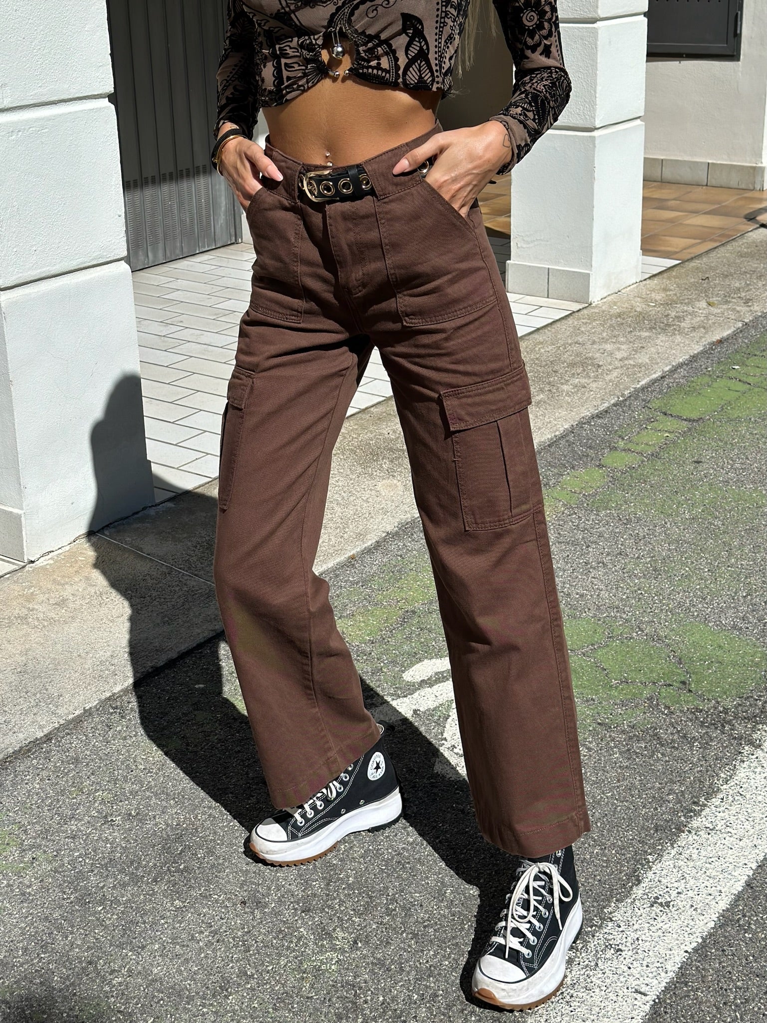 Pantalone cargo choco - R.a. Boutique 