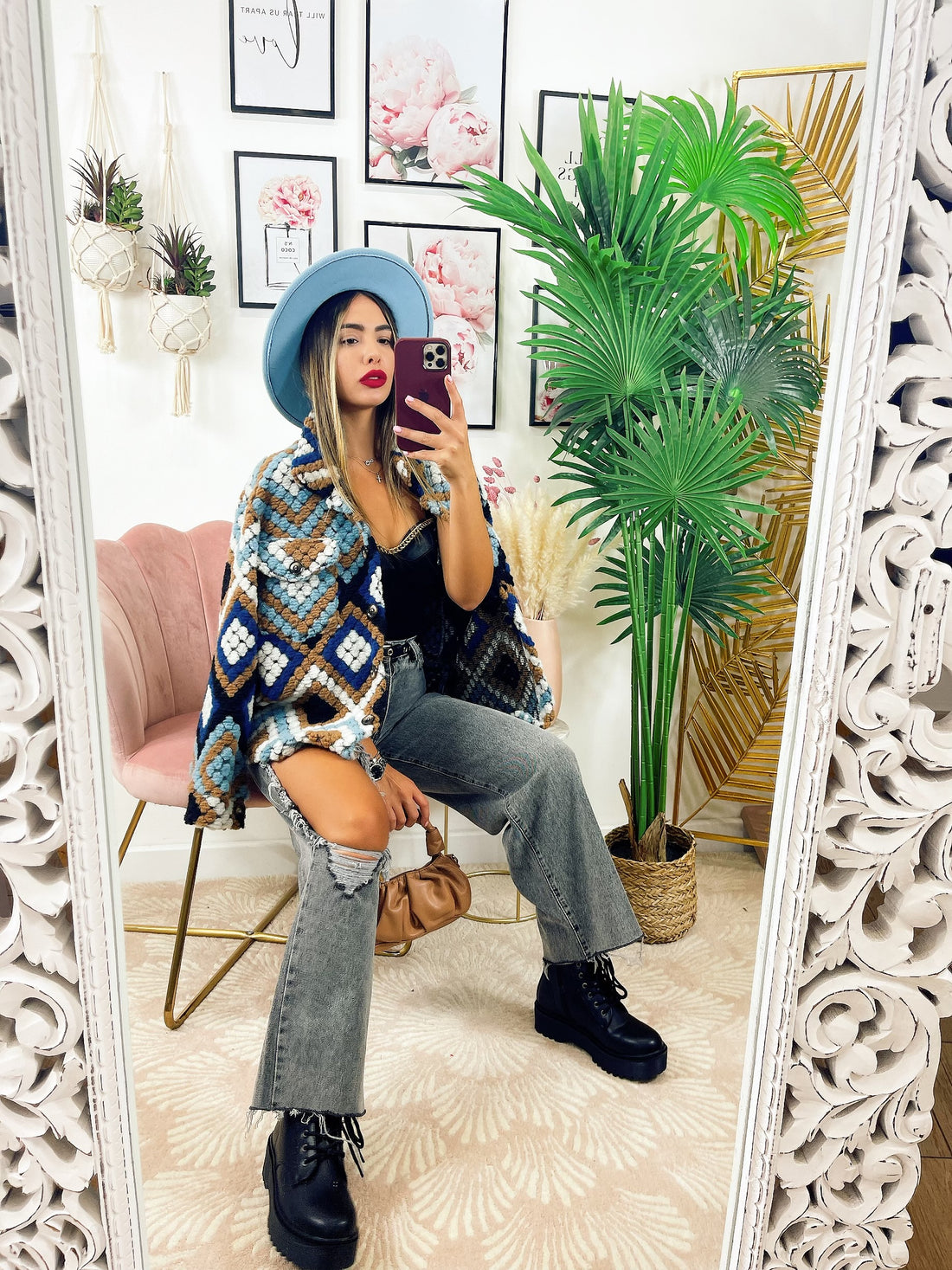 Giacca a rombi azzurra - R.a. Boutique 