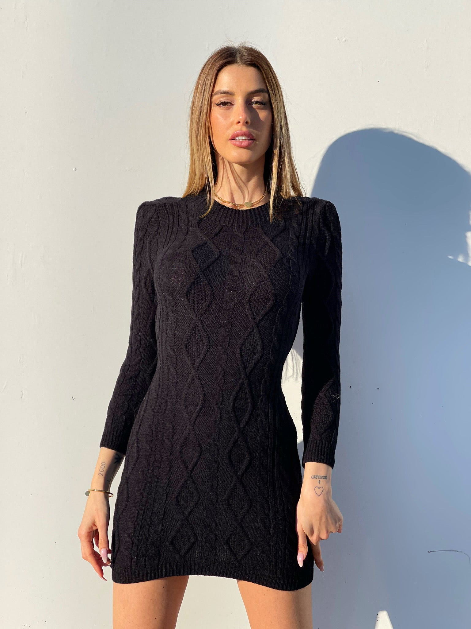 Abito a trecce schiena aperta nero - R.a. Boutique 