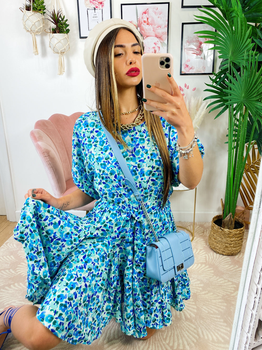 Abito a fiori Verdeacqua e blu - R.a. Boutique 