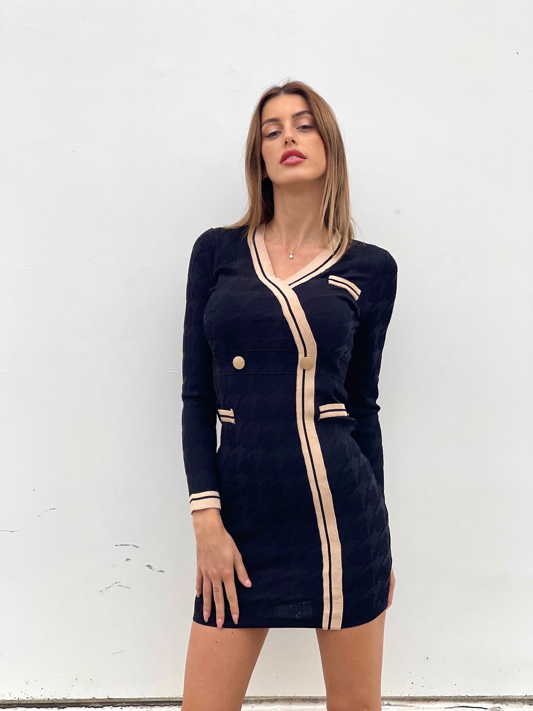 Abito in maglia a trama nero - R.a. Boutique 