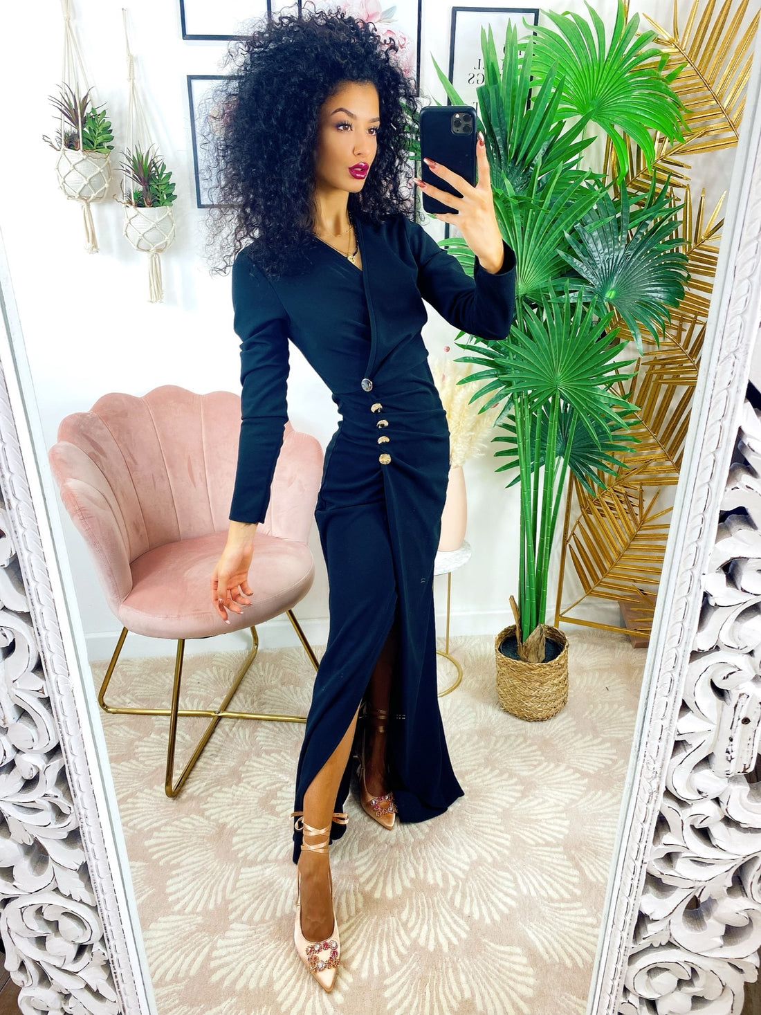 Abito a sirena con spacco nero - R.a. Boutique 