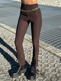 Pantalone con spacchetto marrone - R.a. Boutique 
