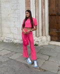Completo maglia crop e pantalone Fuxia - R.a. Boutique 