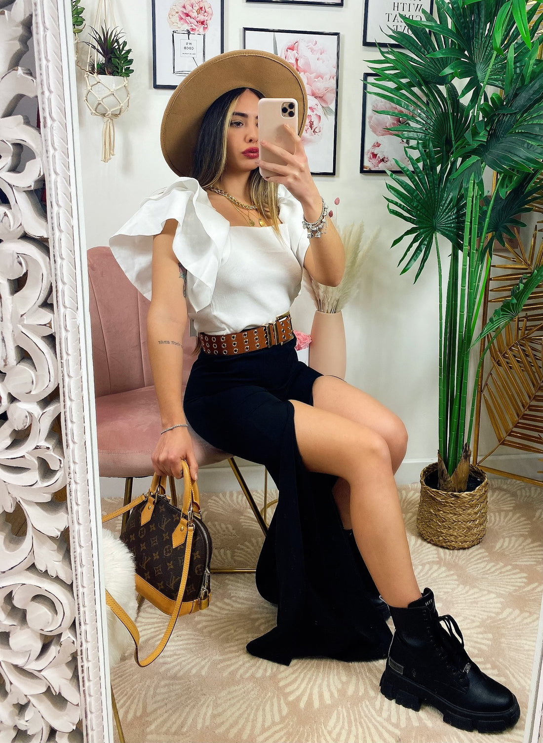 Leggins a zampa con spacco profondo - R.a. Boutique 