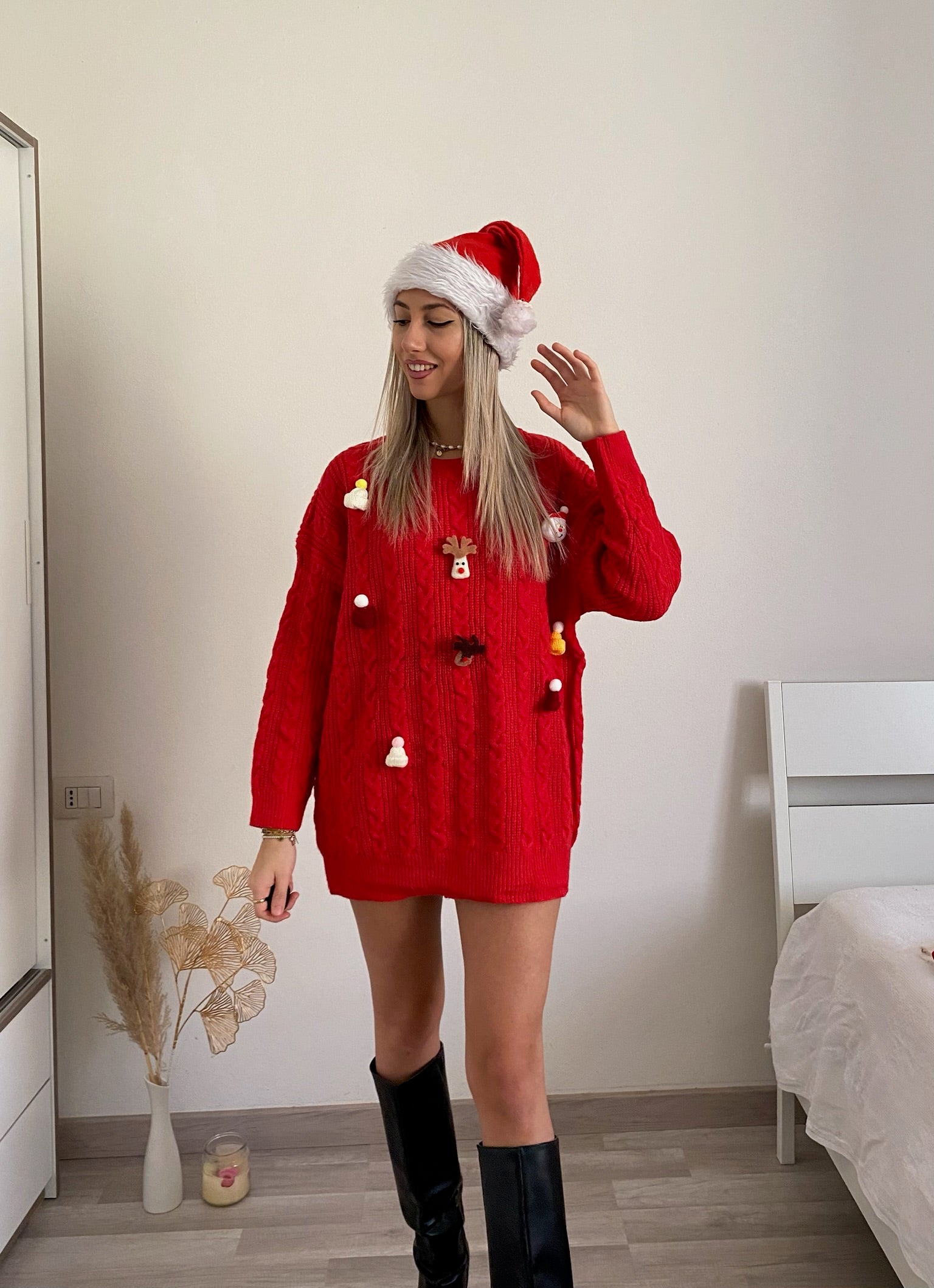 Maxi maglione con pupazzetti - R.a. Boutique 