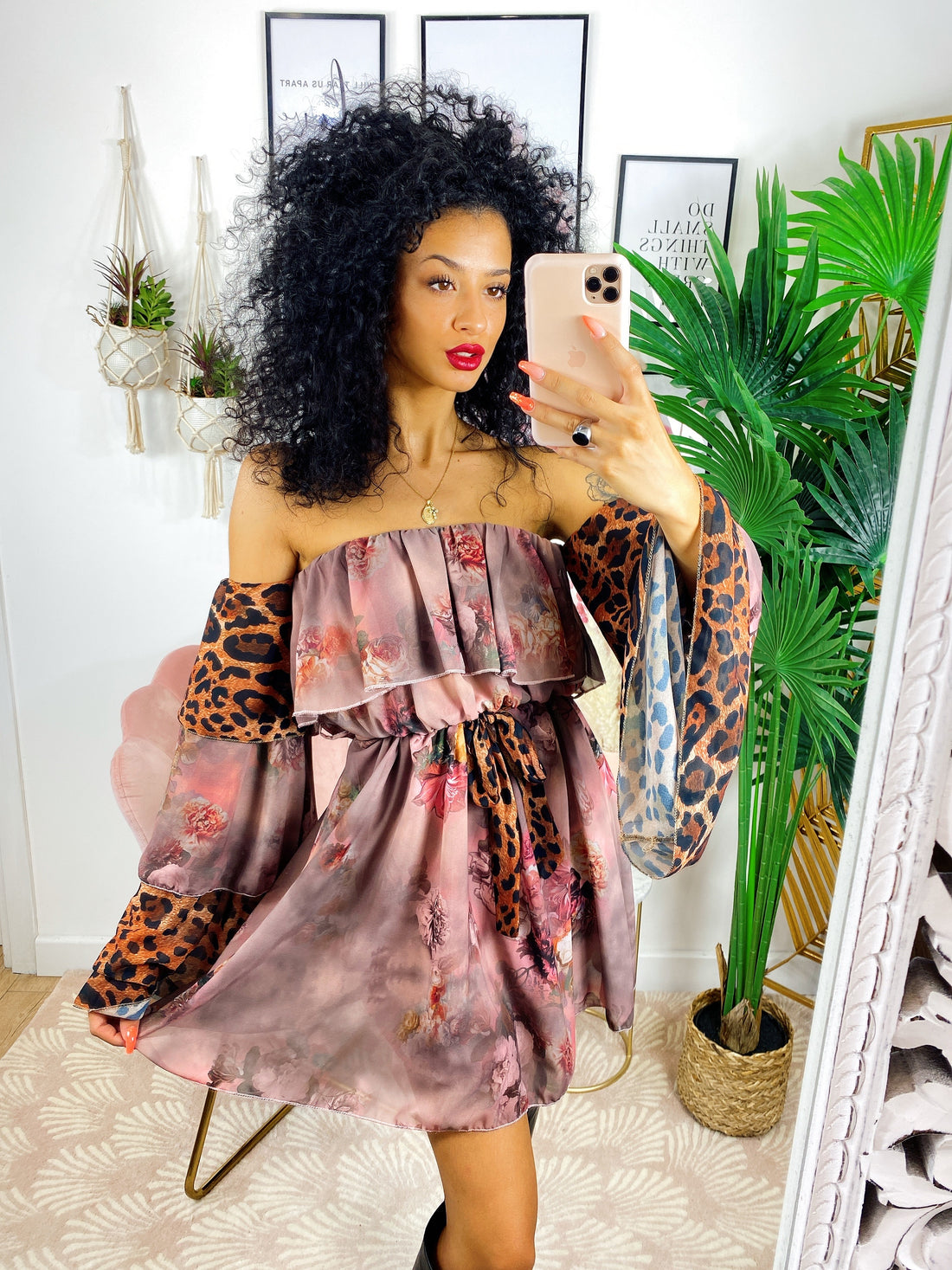 Abito a kimono maculato rosa - R.a. Boutique 