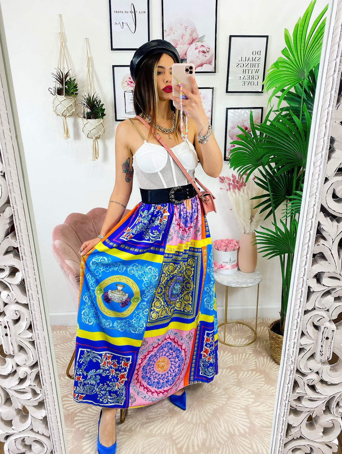 Gonna lunga dettaglio blu - R.a. Boutique 