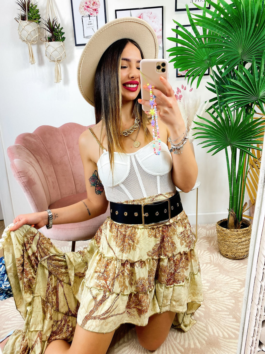 Cinturone largo occhielli oro - R.a. Boutique 