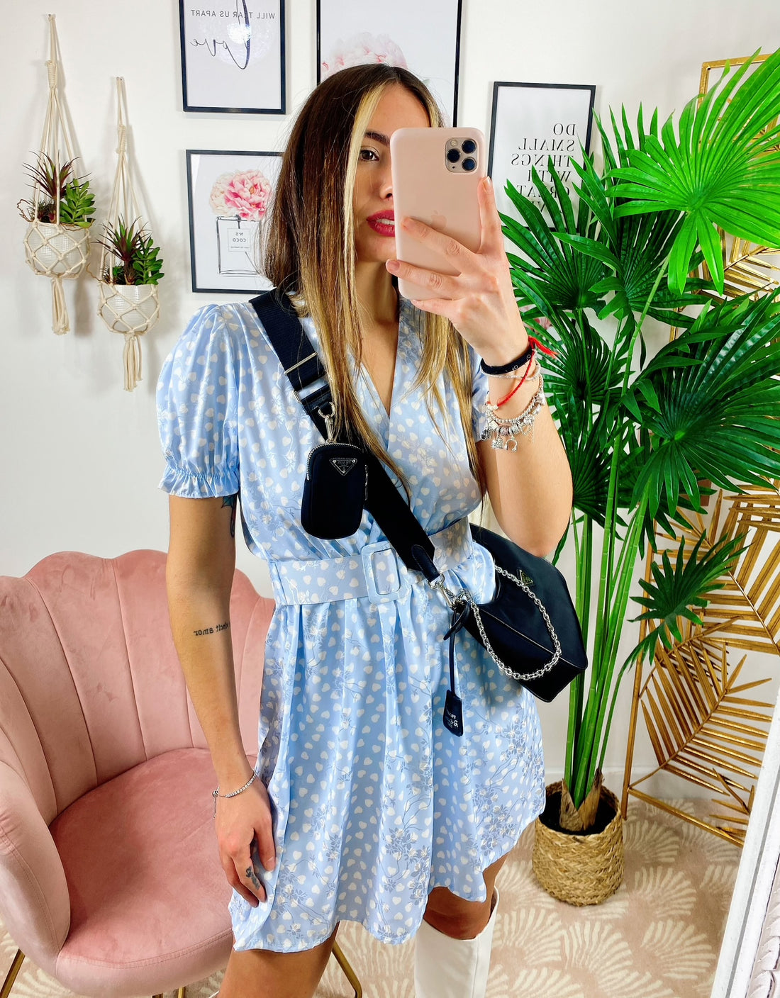 Abito a cuori carta da zucchero con cintura - R.a. Boutique 