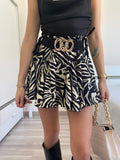 Gonna a ruota animalier bianca e nera - R.a. Boutique 