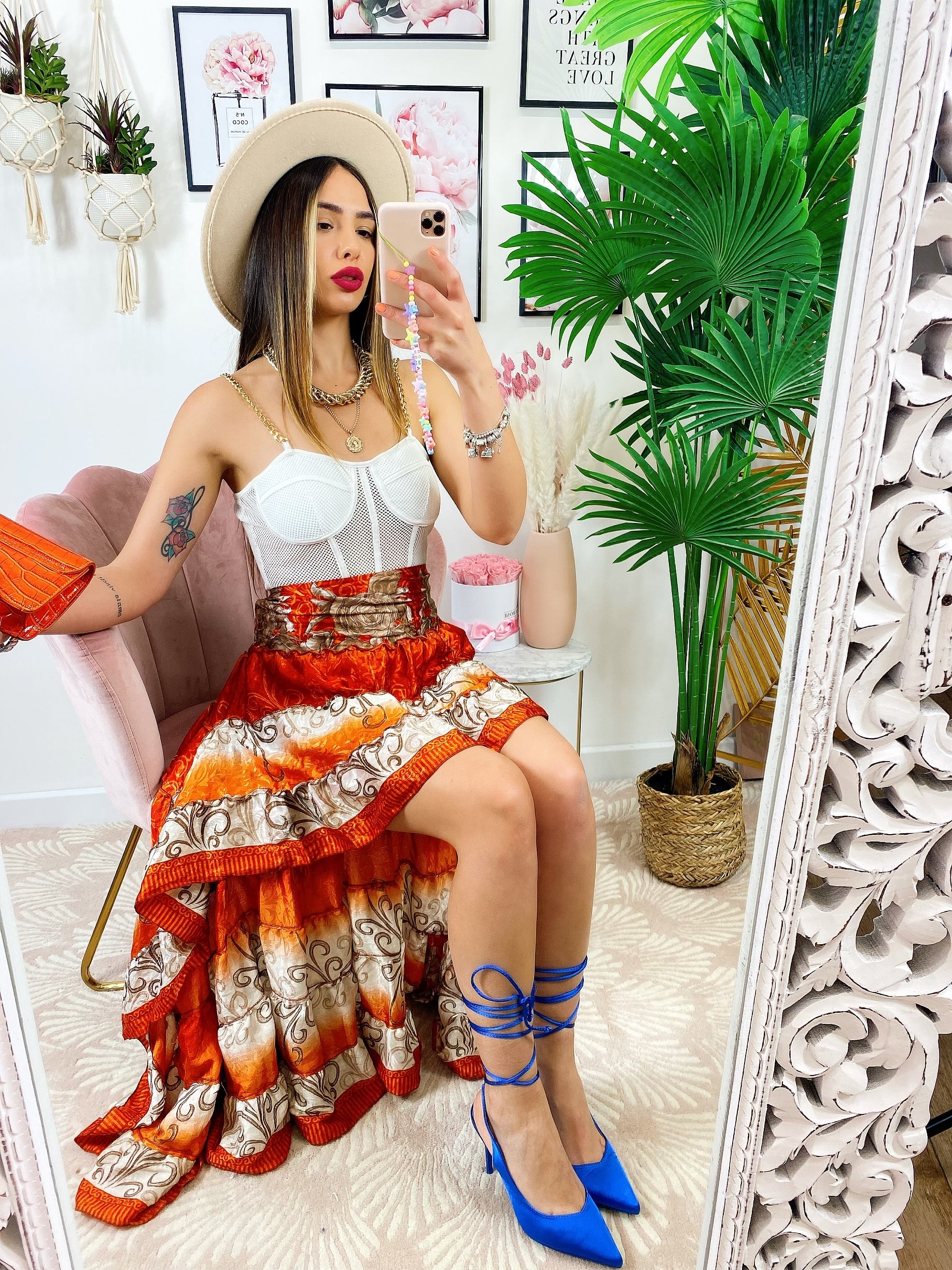 Gonna asimmetrica sfumature arancio - R.a. Boutique 