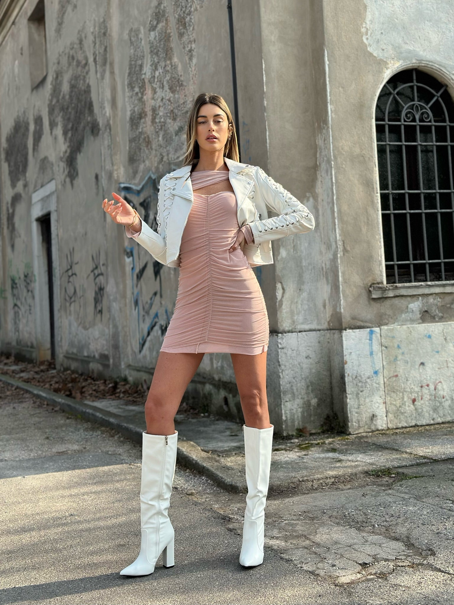 Abito rosa con spacco - R.a. Boutique 