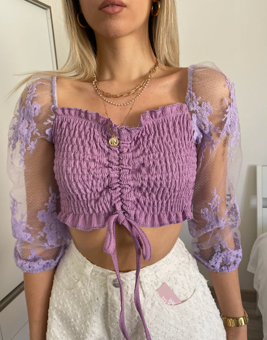 Top lilla manica velata - R.a. Boutique 