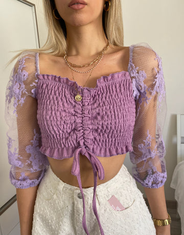 Top lilla manica velata - R.a. Boutique 