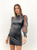 Abito in ecopelle maniche velate - R.a. Boutique 