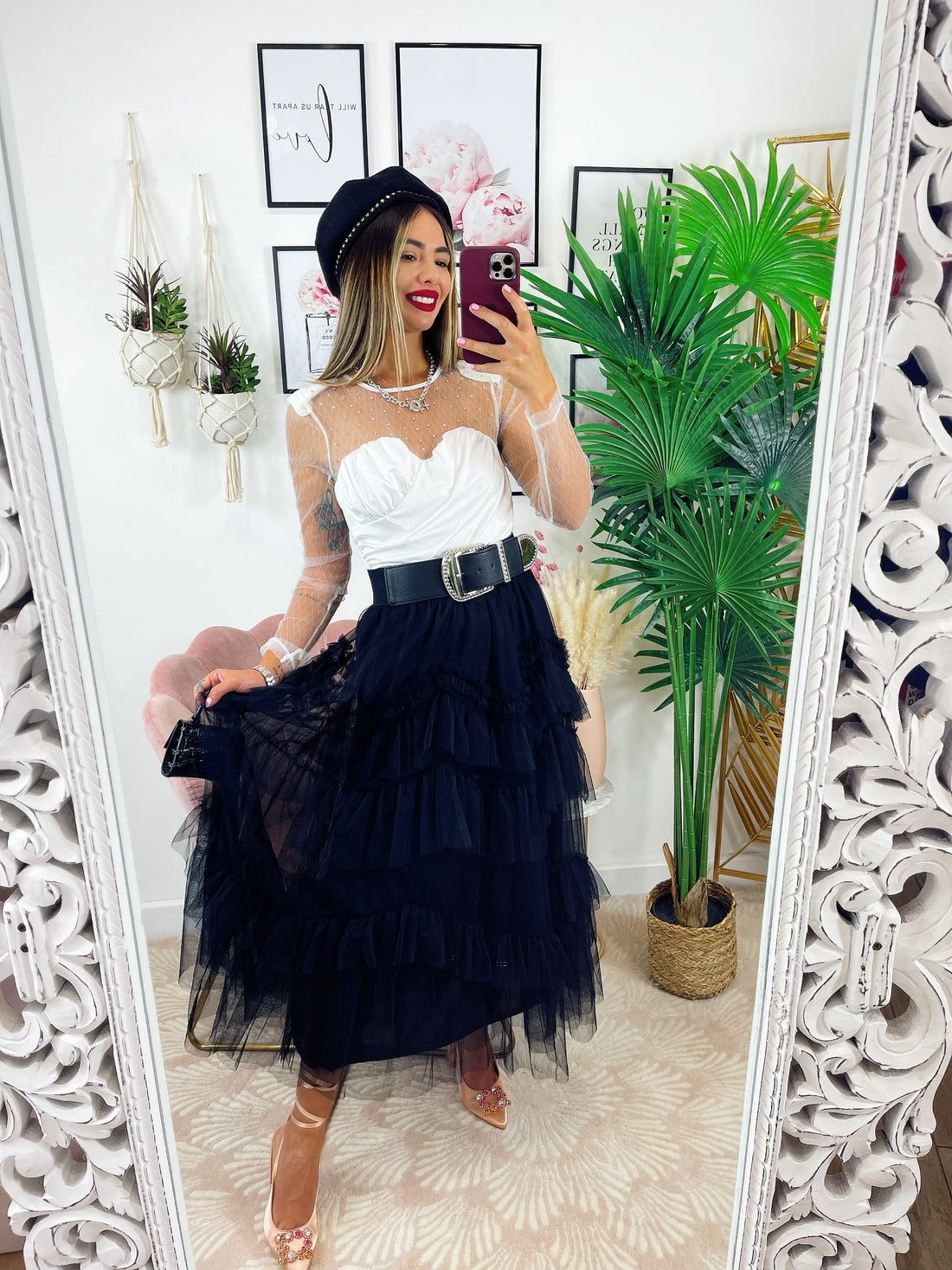 Gonna in tulle a balze Nera - R.a. Boutique 