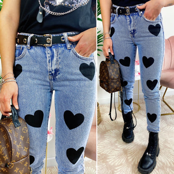 Jeans con cuori grandi - R.a. Boutique 