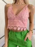 Top in pizzo rosa con pizzo - R.a. Boutique 