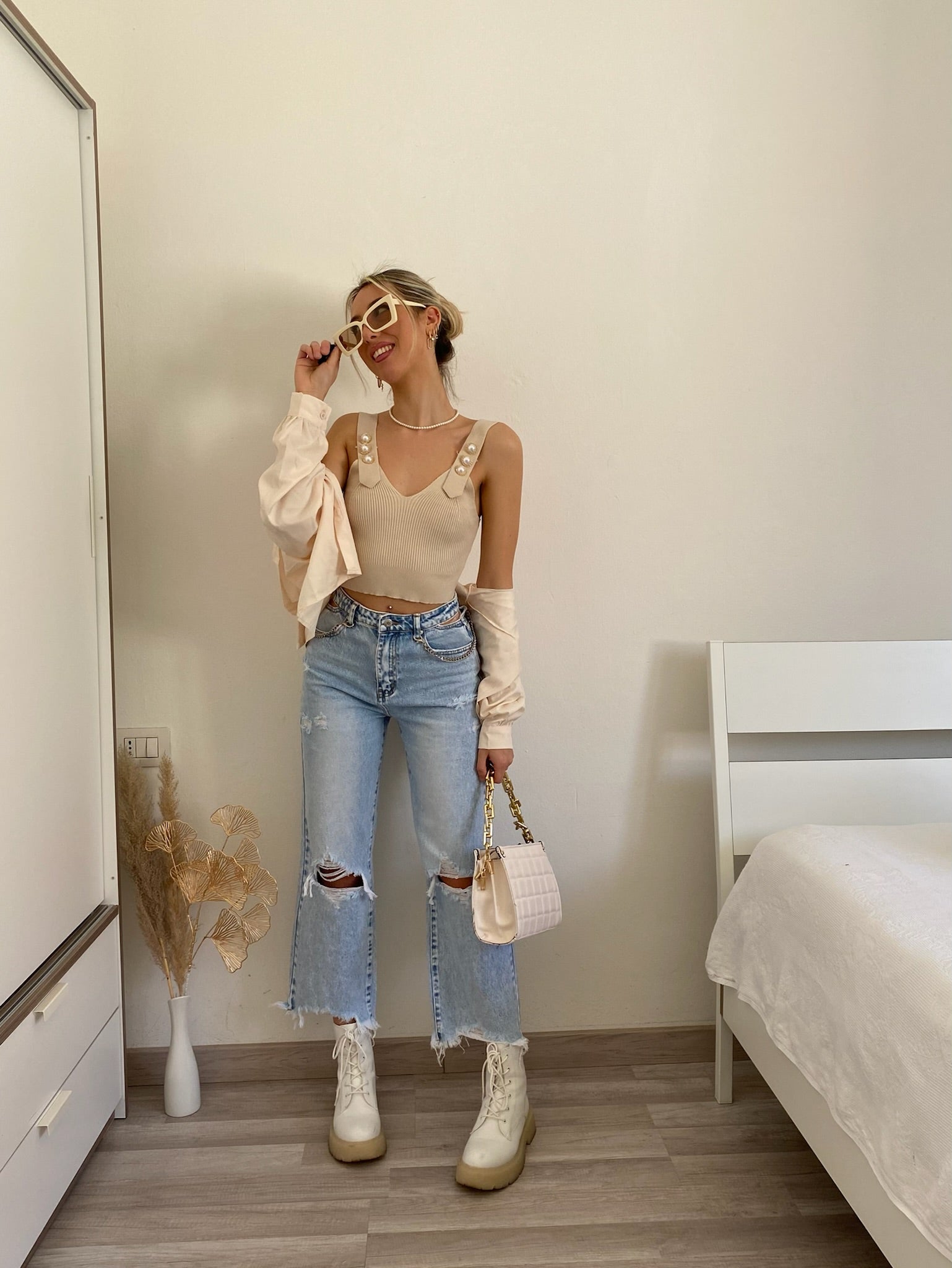 Top più camicia beige - R.a. Boutique 