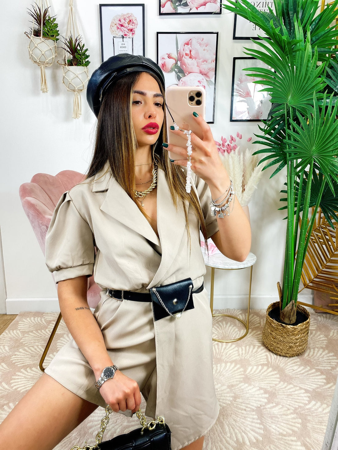 Tutina beige con borsetta - R.a. Boutique 