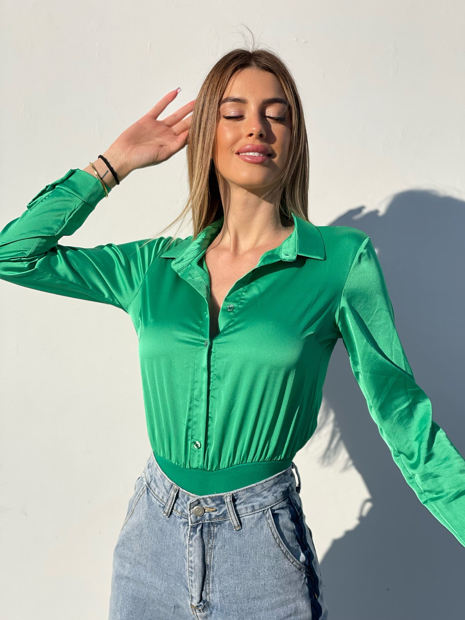 Body camicia verde smeraldo - R.a. Boutique 