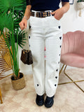 Jeans Bianco con cuori Neri - R.a. Boutique 