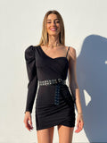 Abito con monospalla bombata nero - R.a. Boutique 