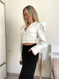 Camicia crop bianca con maniche a palloncino - R.a. Boutique 